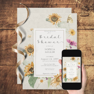 Invitation vintage été Sunflower Floral Douche