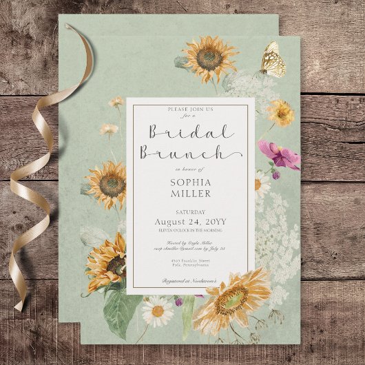 Invitation Vintage été Sunflower Green Bridal Brunch