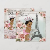 Invitation Vintage Ethnic Princess Paris Baby shower (Devant / Derrière)
