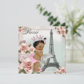 Invitation Vintage Ethnic Princess Paris Baby shower (Debout devant)