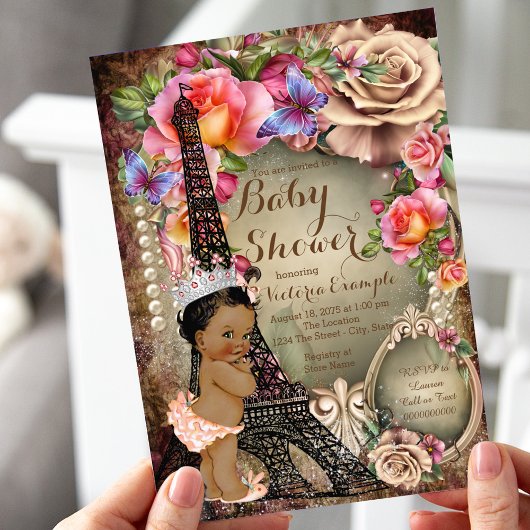 Invitation Vintage Ethnic Princess Paris Baby shower