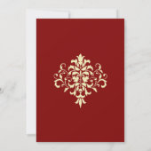 Invitation Vintage ethnique rouge Damask Mariage indien (Dos)
