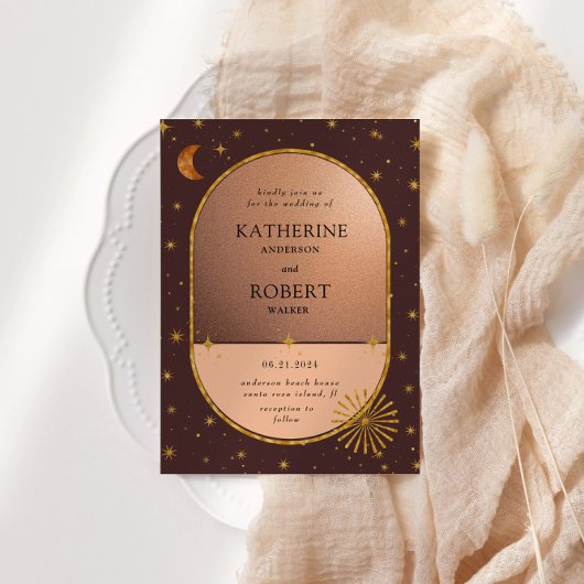 Invitation Vintage étoile de lune céleste Mariage