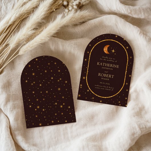 Invitation Vintage étoile de lune céleste Mariage