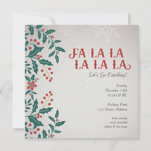 Invitation Vintage Fa La La Caroling (Devant)