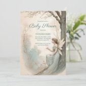 Invitation Vintage Fairy Baby Shower (Debout devant)