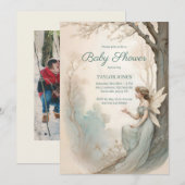 Invitation Vintage Fairy Baby Shower (Devant / Derrière)