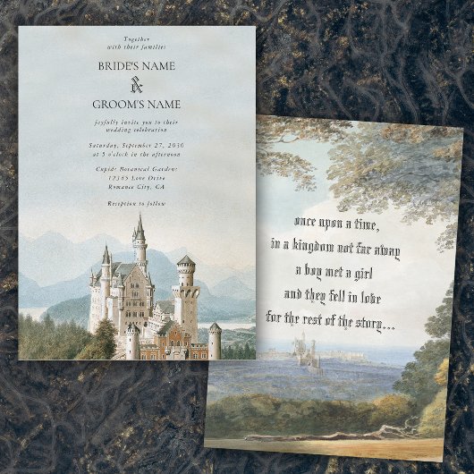 Invitation Vintage Fairytale Castle Rustic Forest Mariage