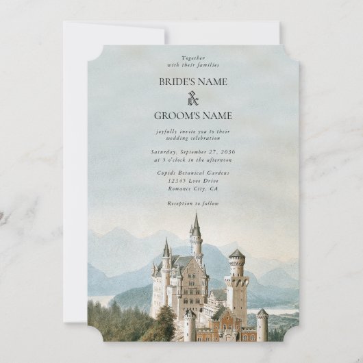 Invitation Vintage Fairytale Castle Rustic Forest Mariage (Devant)
