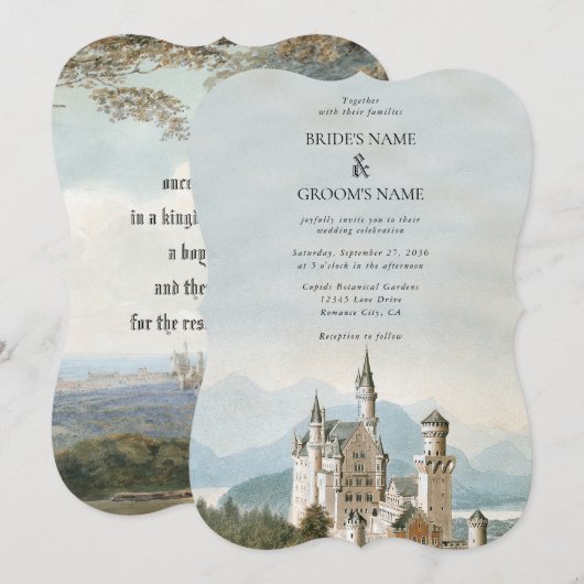 Invitation Vintage Fairytale Castle Rustic Forest Mariage (Devant / Derrière)
