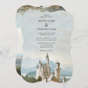 Invitation Vintage Fairytale Castle Rustic Forest Mariage