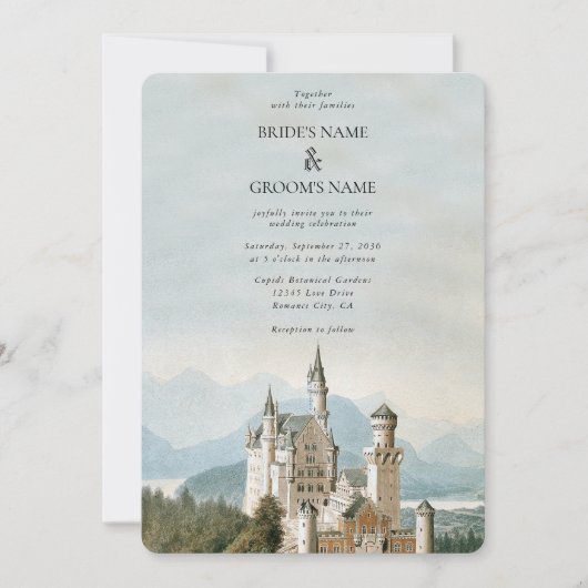 Invitation Vintage Fairytale Castle Rustic Forest Mariage (Devant)