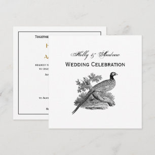 Invitation Vintage faisan Jeu Oiseau Dessin BW