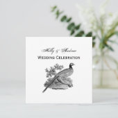 Invitation Vintage faisan Jeu Oiseau Dessin BW (Debout devant)