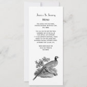 Invitation Vintage faisan Jeu Oiseau Dessin BW (Dos)