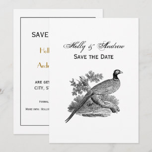 Invitation Vintage faisan Jeu Oiseau Dessin BW