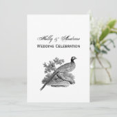 Invitation Vintage faisan Jeu Oiseau Dessin BW (Debout devant)