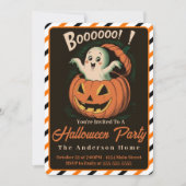Invitation Vintage Fantôme Éclatant D'Halloween Citrouille (Devant)