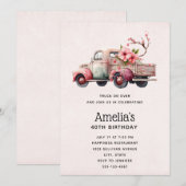 Invitation Vintage Farmer's Truck Pink Anniversaire (Devant / Derrière)