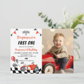 Invitation Vintage Fast One Racing Photo Anniversaire Invitat (Debout devant)