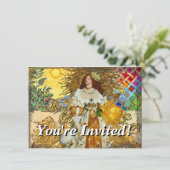 Invitation Vintage femme Soleil d'or : Leo Zodiac Collage Art (Debout devant)