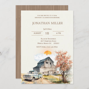 Invitation Vintage ferme 50e anniversaire Truck Party Invitat