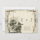 Invitation Vintage Ferme Birdcage Lovebird Mariage (Dos)