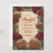 Invitation Vintage fête de Thanksgiving Chrysanthemum (Devant)