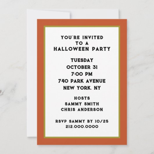 Invitation Vintage fête d'Halloween (Dos)