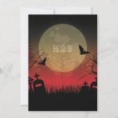 Invitation Vintage fête d'Halloween de Graveyard et de Lune (Dos)