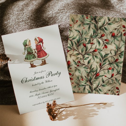 Invitation Vintage fête traditionnelle de Noël