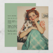 Invitation Vintage fille avec chat (Devant / Derrière)