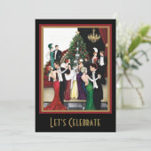 Invitation Vintage Flapper Gatsby Fête de Noël (Debout devant)