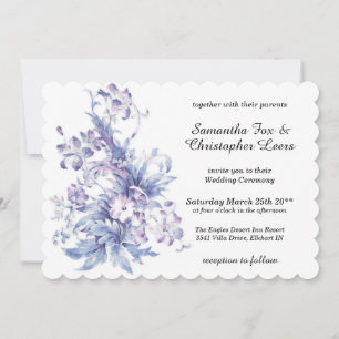 Invitation Vintage. Fleurs bleues et lilas