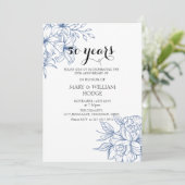 Invitation Vintage Floral 50e anniversaire de mariage (Debout devant)