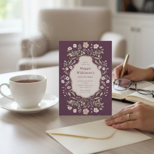 Invitation Vintage Floral 60th Birthday Celebration 