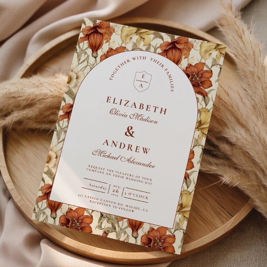 Invitation Vintage Floral Arch Elegant Wedding