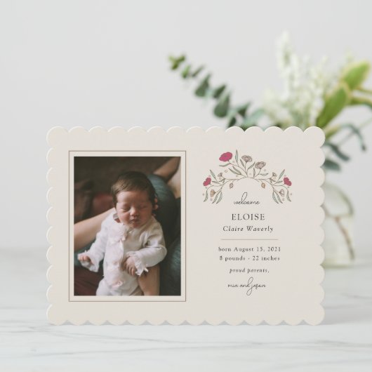 Invitation Vintage Floral Arrivée (Debout devant)