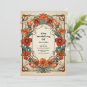 Invitation Vintage Floral Art Nouveau Mariage (Debout devant)