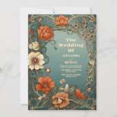 Invitation Vintage Floral Art Nouveau Mariage (Devant)