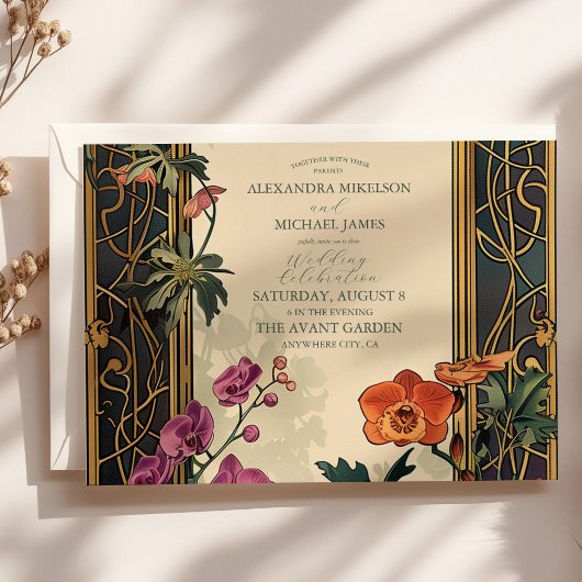Invitation Vintage Floral Art Nouveau Mariage
