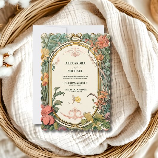 Invitation Vintage Floral Art Nouveau Mariage