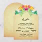 Invitation Vintage Floral bébé fille Aqiqah (Devant / Derrière)