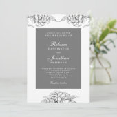 Invitation Vintage Floral Blanc Grey Mariage botanique (Debout devant)