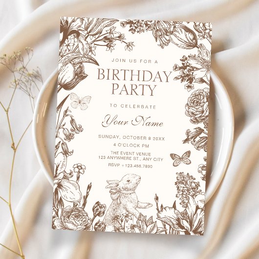 Invitation Vintage floral botanical birthday