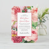 Invitation Vintage Floral & Botanique Rose Roses Mariage (Debout devant)