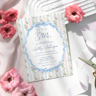 Invitation Vintage Floral Bow C'est un Baby shower de fille