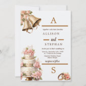 Invitation Vintage Floral Cake Mariage Bells (Devant)