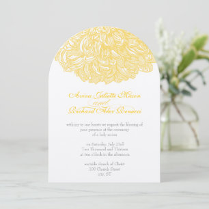 Invitation Vintage Floral Chrysanthemum gris et jaune