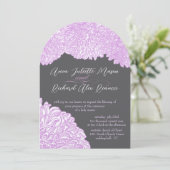 Invitation Vintage Floral Chrysanthemum Lavender Mariage (Debout devant)